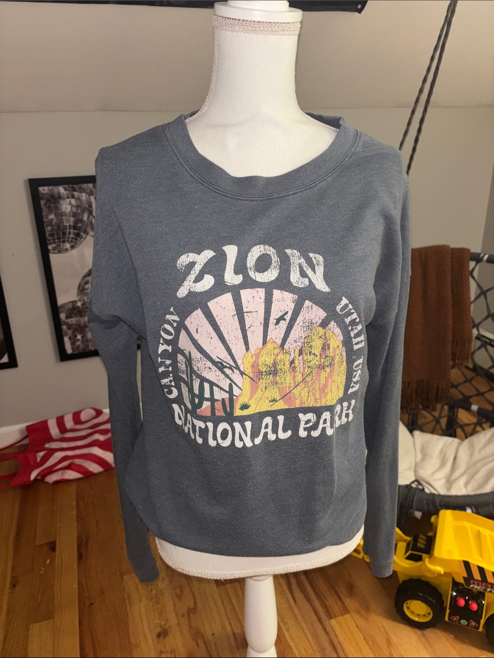 Grayson Threads Slate Blue Zion National Park Graphic Crewneck